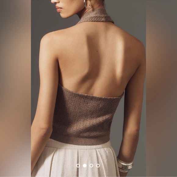 Anthropologie Halter Cable Sweater Vest - Picture 3 of 8